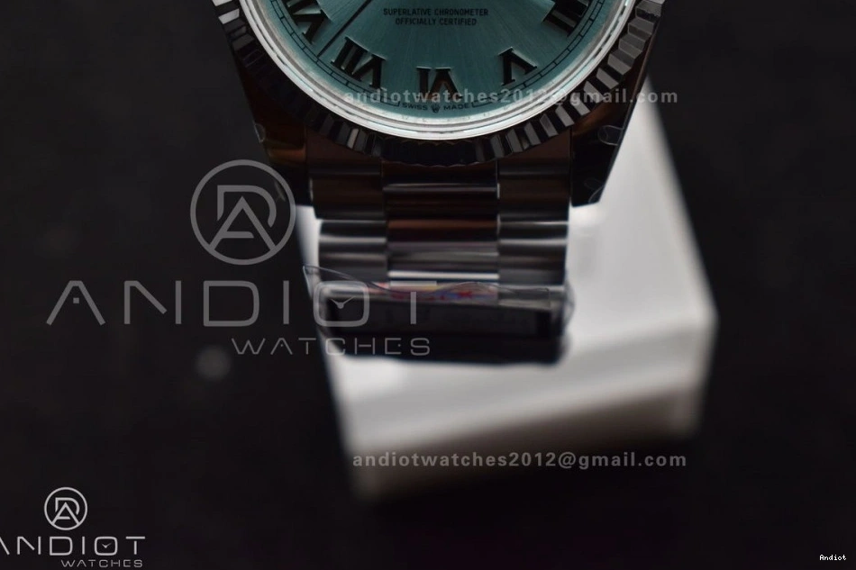 President Best vr3255 Steel (Gain Bracelet Blue SS Dial DayDate 904L Roman 36 on Weight) V5 QF Edition Light 0427